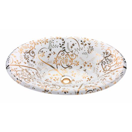 Lavabo Semincasso in Fire Clay con Spirale d'Oro Made in italy - Principe Viadurini