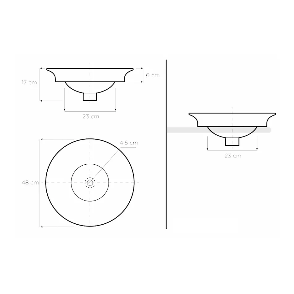 Lavabo Semincasso in Fire Clay in Diverse Finiture Made in italy - Capatosta Viadurini