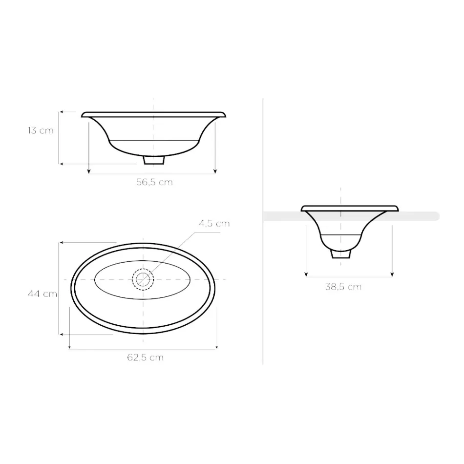 Lavabo Semincasso in Fire Clay Pitturato a Mano Made in italy - Principe Viadurini