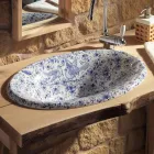 Lavabo Semincasso in Fire Clay Pitturato a Mano Made in italy - Principe Viadurini