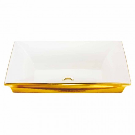 Lavabo semincasso moderno in fire clay e oro made in Italy, Guido  Viadurini