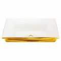 Lavabo semincasso moderno in fire clay e oro 24 carati, Guido