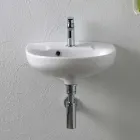 Lavabo Sospeso in Ceramica Bianca dal Design Moderno Elegante - Silice Viadurini