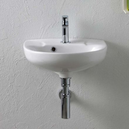 Lavabo Sospeso in Ceramica Bianca dal Design Moderno Elegante - Silice Viadurini
