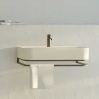 Lavabo Sospeso in Ceramica con Porta Asciugamani Opzionale Made in Italy - Graffa Viadurini