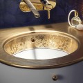 Lavabo sottopiano in fire clay e oro 24k fatto a mano in Italia, Egeo