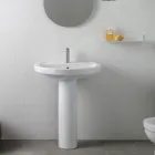 Lavabo su Colonna in Ceramica Bianca dal Design Moderno Elegante - Silice Viadurini