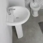 Lavabo su Colonna in Ceramica Bianca dal Design Moderno Elegante - Silice Viadurini