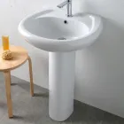 Lavabo su Colonna in Ceramica Bianca dal Design Moderno Elegante - Silice Viadurini