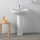 Lavabo su Colonna in Ceramica Bianca dal Design Moderno Elegante - Silice Viadurini