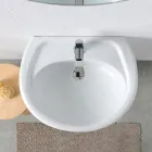 Lavabo su Colonna in Ceramica Bianca dal Design Moderno Elegante - Silice Viadurini