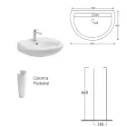 Lavabo su Colonna in Ceramica Bianca dal Design Moderno Elegante - Silice Viadurini