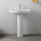 Lavabo su Colonna in Ceramica Bianca dal Design Moderno Elegante - Silice Viadurini