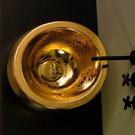 Lavabo tondo da appoggio di design in ceramica gold made Italy Elisa Viadurini