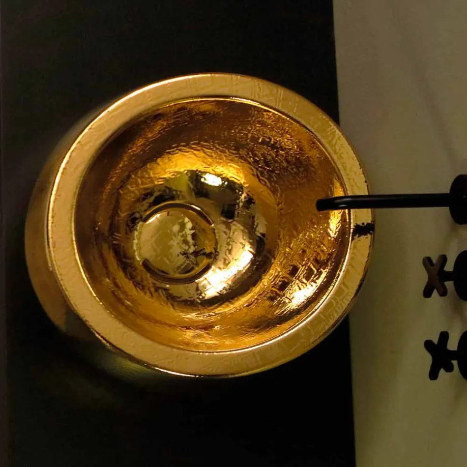 Lavabo tondo da appoggio di design in ceramica gold made Italy Elisa Viadurini