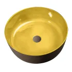 Lavabo Tondo da Appoggio Giallo in Argilla Smaltato Made in Italy - Tatiana Viadurini