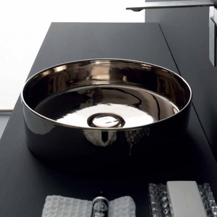Lavabo tondo da appoggio in ceramica colorata Icon Alice Ceramica Viadurini