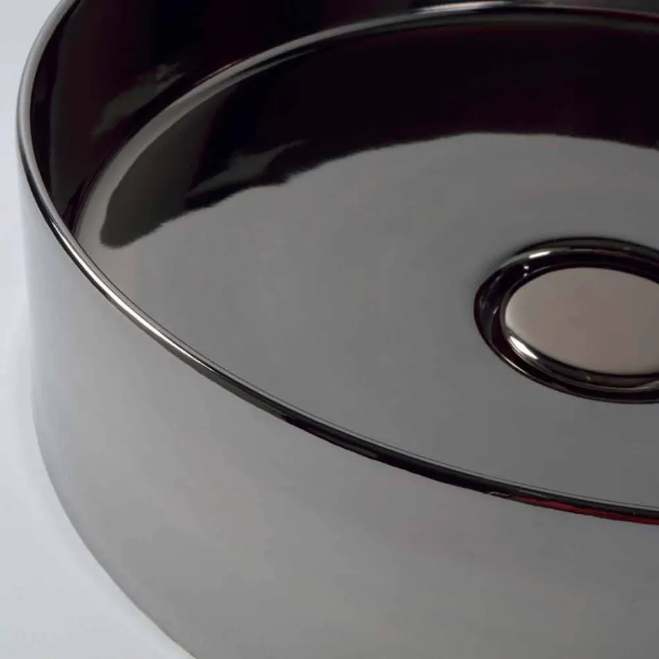 Lavabo tondo da appoggio in ceramica moderno Sun Circle diametro 40 cm Viadurini