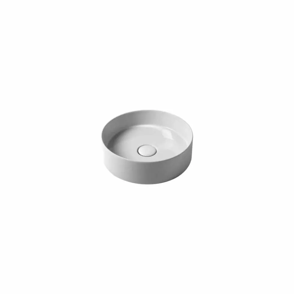 Lavabo tondo da appoggio in ceramica moderno Sun Circle diametro 40 cm Viadurini