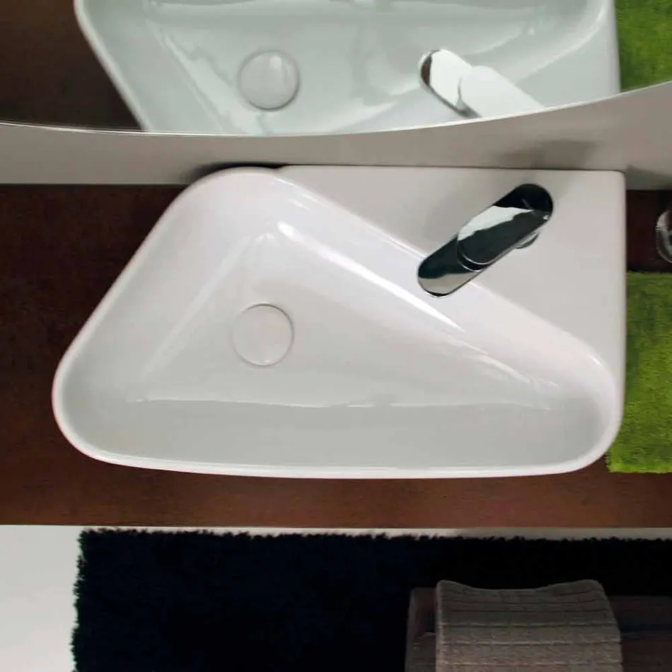 Lavamani da appoggio/sospensione di design ceramica made Italy Sheyla Viadurini