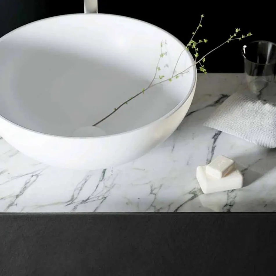 Lavandino circolare da appoggio freestanding made in Italy, Donnas Viadurini
