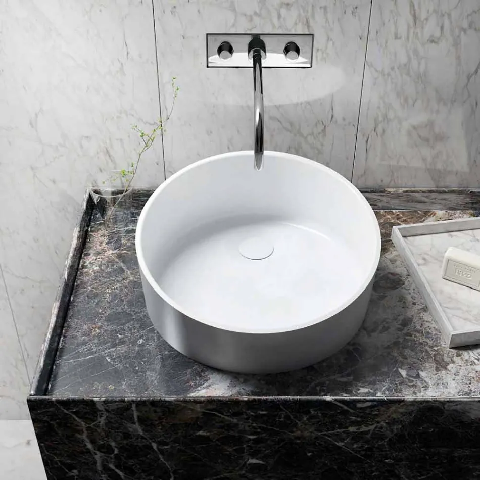 Lavandino circolare freestanding da appoggio fatto in Italia, Dubino Viadurini