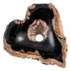 Lavandino da appoggio fatto a mano in legno fossile, Neirone Viadurini