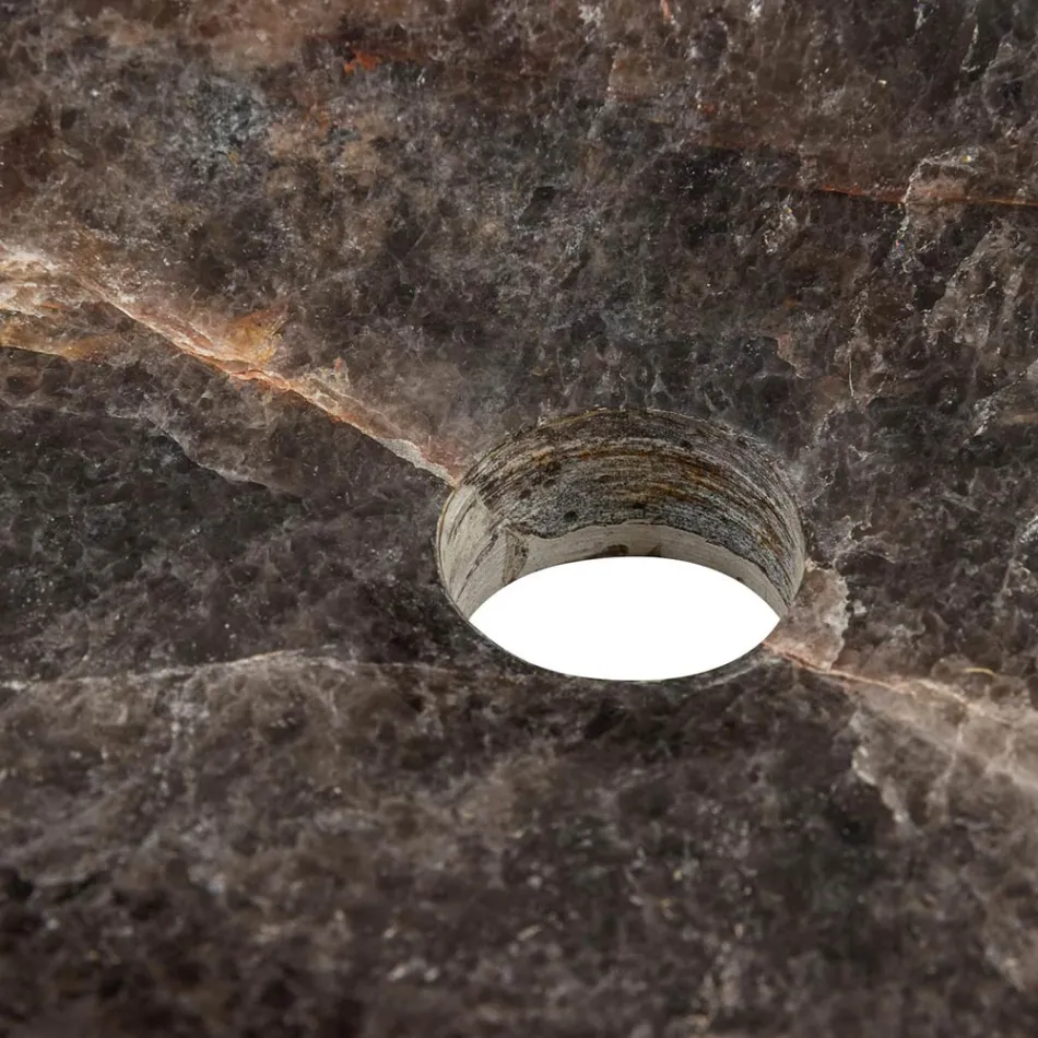 Lavandino da appoggio fatto a mano in pietra quarzo fumè, Vigasio Viadurini