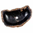 Lavandino da appoggio moderno fatto a mano in legno fossile, Negrar Viadurini