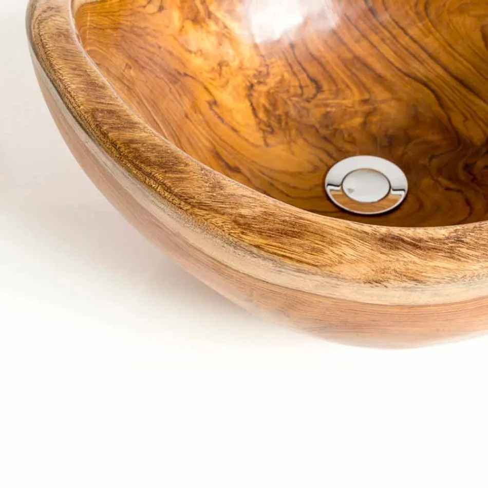Lavandino da appoggio moderno in legno teak naturale Vigevano Viadurini