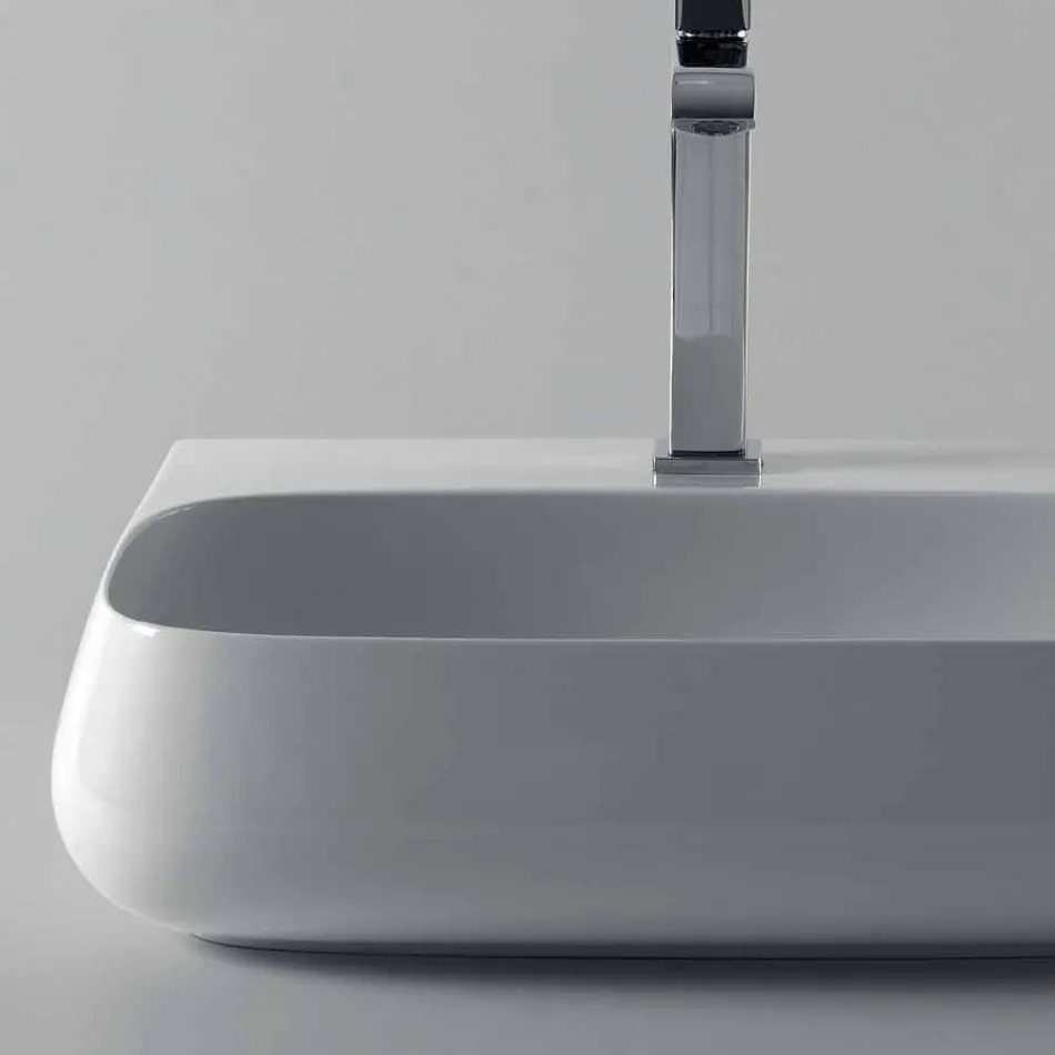 Lavandino da appoggio o sospeso in ceramica L 55cm made in Italy, Gais Viadurini