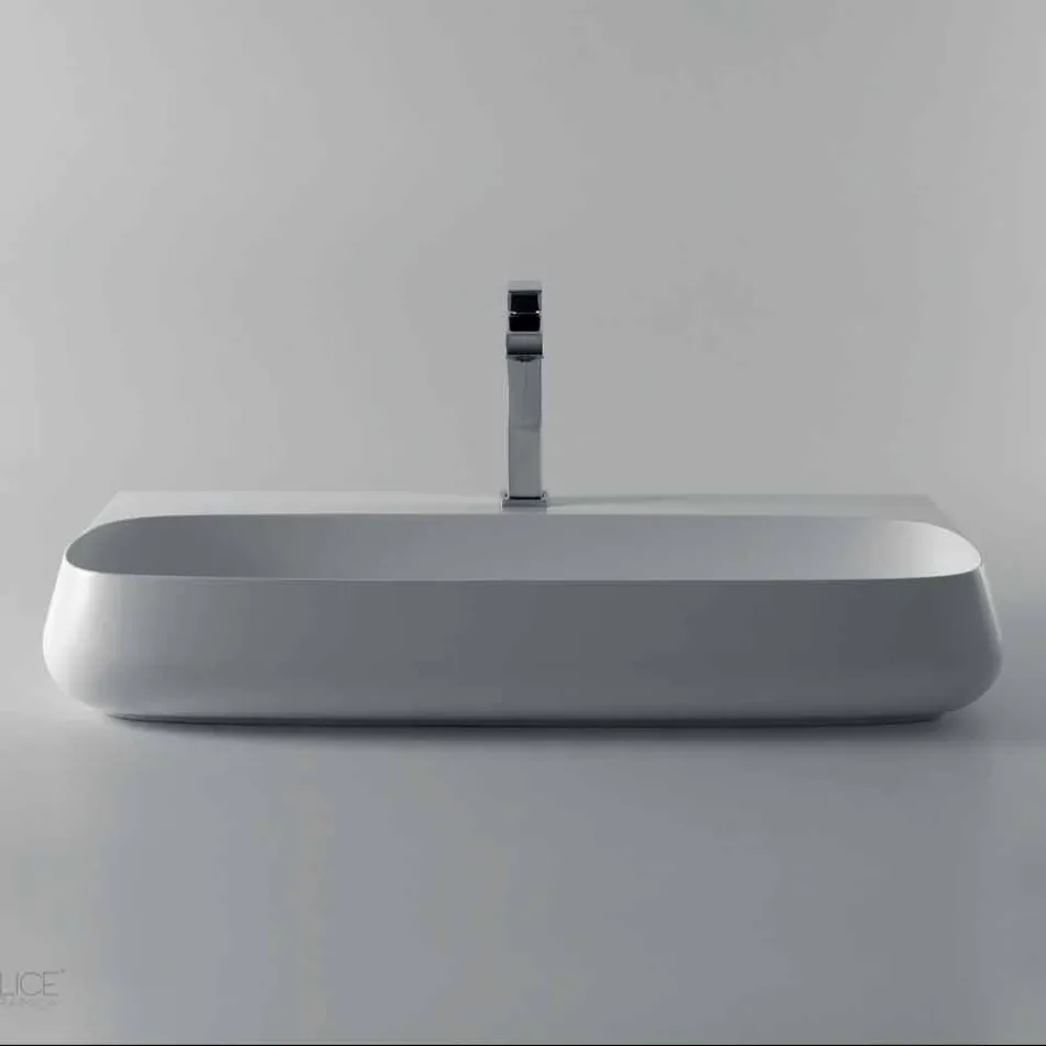 Lavandino da appoggio o sospeso in ceramica L 90cm made in Italy, Gais Viadurini