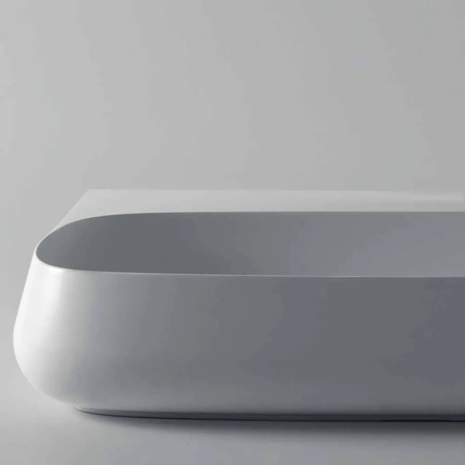 Lavandino da appoggio o sospeso in ceramica L 90cm made in Italy, Gais Viadurini