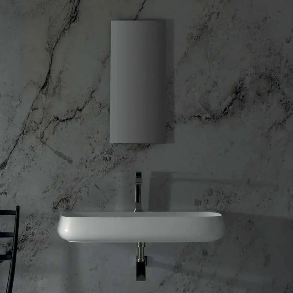 Lavandino da appoggio o sospeso in ceramica L 90cm made in Italy, Gais Viadurini