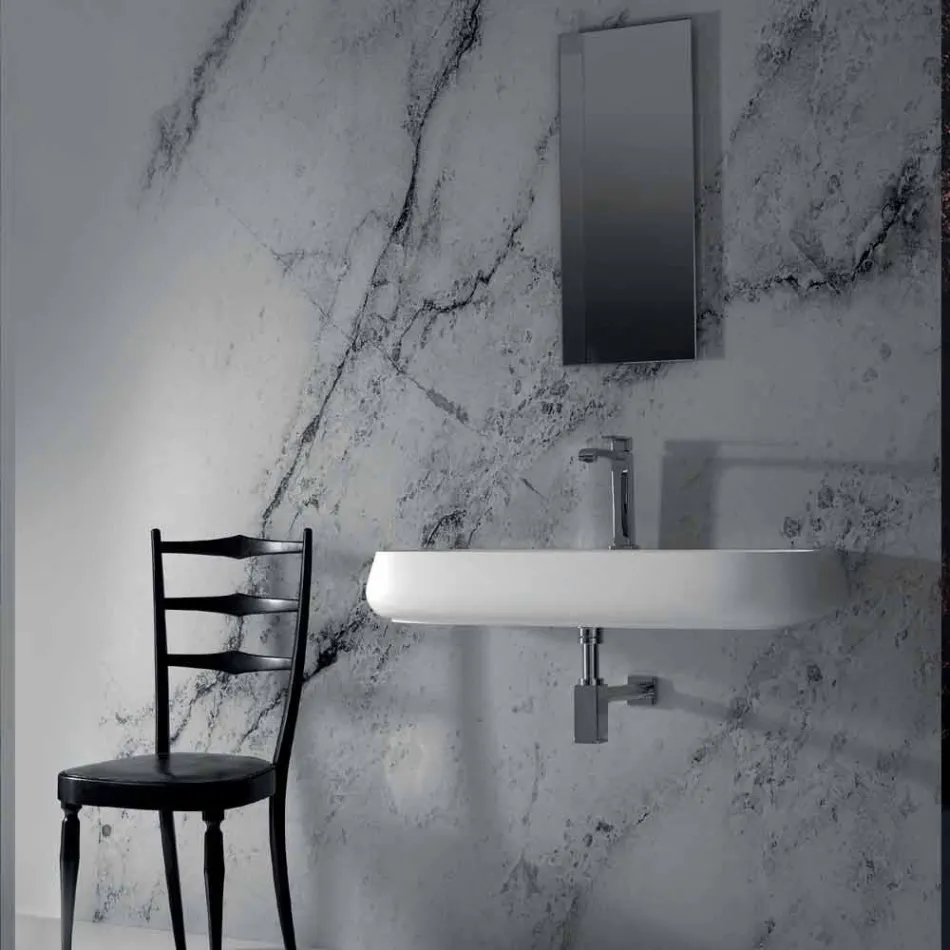 Lavandino da appoggio o sospeso in ceramica L 90cm made in Italy, Gais Viadurini