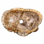 Lavandino da appoggio prodotto a mano in legno fossile, Neviglie Viadurini