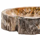 Lavandino da appoggio prodotto a mano in legno fossile, Neviglie Viadurini