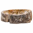 Lavandino da appoggio prodotto a mano in legno fossile, Neviglie Viadurini