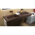 Lavandino doppio sospeso moderno in Luxolid made in Italy, Ruffano Viadurini