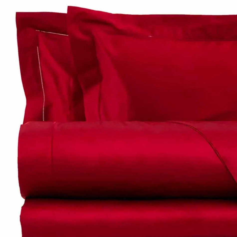 Lenzuola in Raso di Cotone Completo da Letto Matrimoniale Tinta Unita - Fresia Viadurini