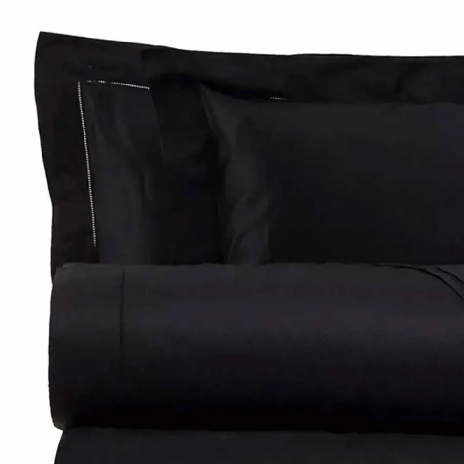 Lenzuola in Raso di Cotone Completo da Letto Matrimoniale Tinta Unita - Fresia Viadurini