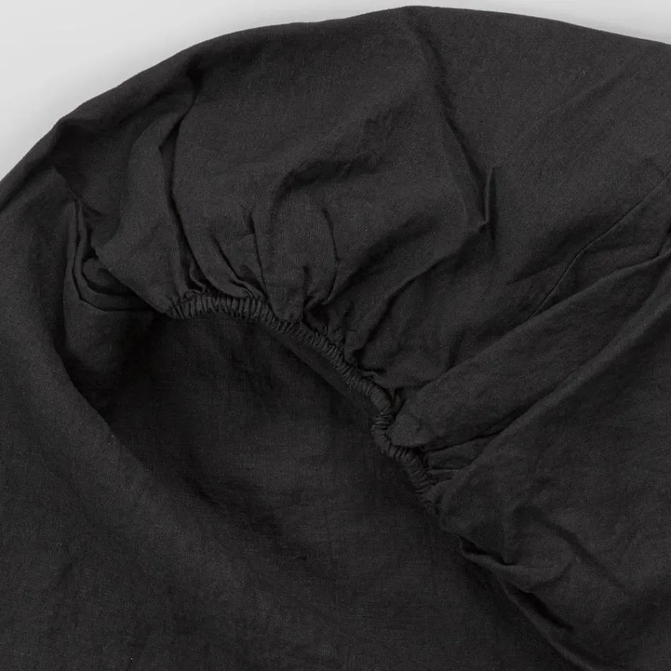 Lenzuola Matrimoniali con Angoli in Lino Nero, Burro o Gesso Old - Fiumano  Viadurini