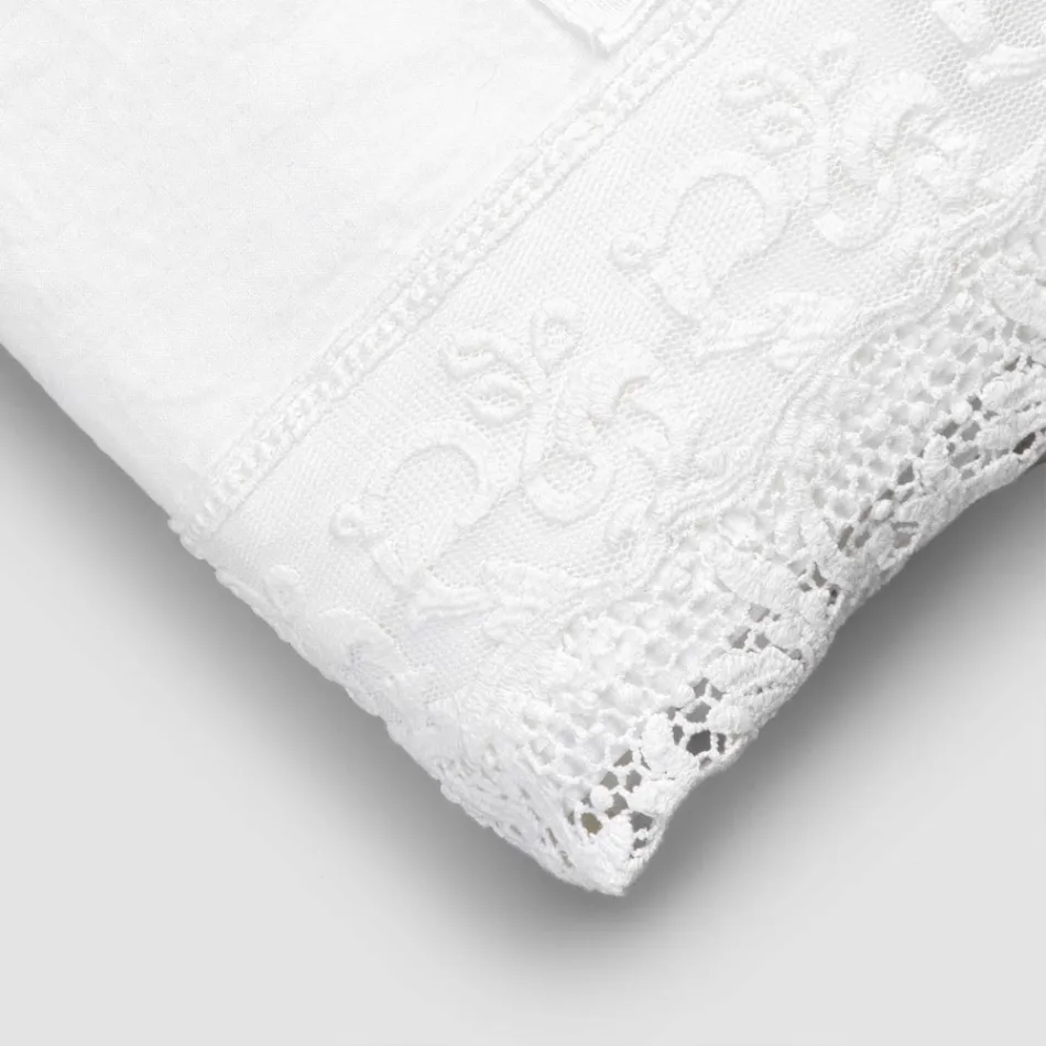 Lenzuolo di Lino Bianco con Pizzo per Letto Matrimoniale Alta Qualità - Fiumana Viadurini