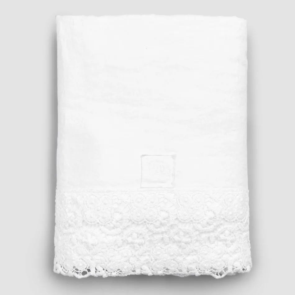 Lenzuolo di Lino Bianco con Pizzo per Letto Matrimoniale Alta Qualità - Fiumana Viadurini
