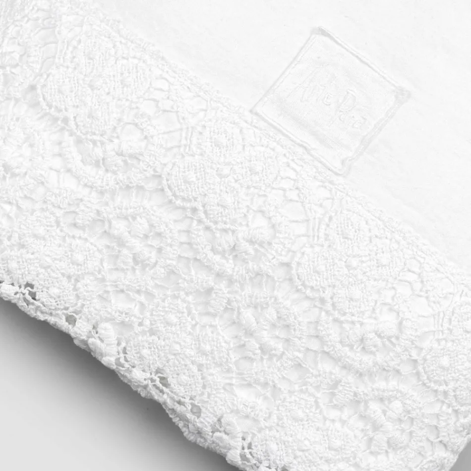 Lenzuolo di Lino Bianco con Pizzo per Letto Matrimoniale Alta Qualità - Fiumana Viadurini