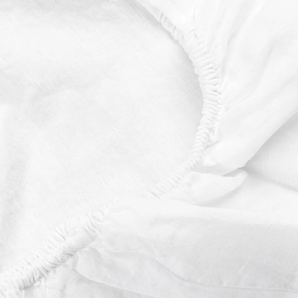 Lenzuolo Matrimoniale con Angoli di Lino Bianco di Lusso Made in Italy - Fiumano Viadurini