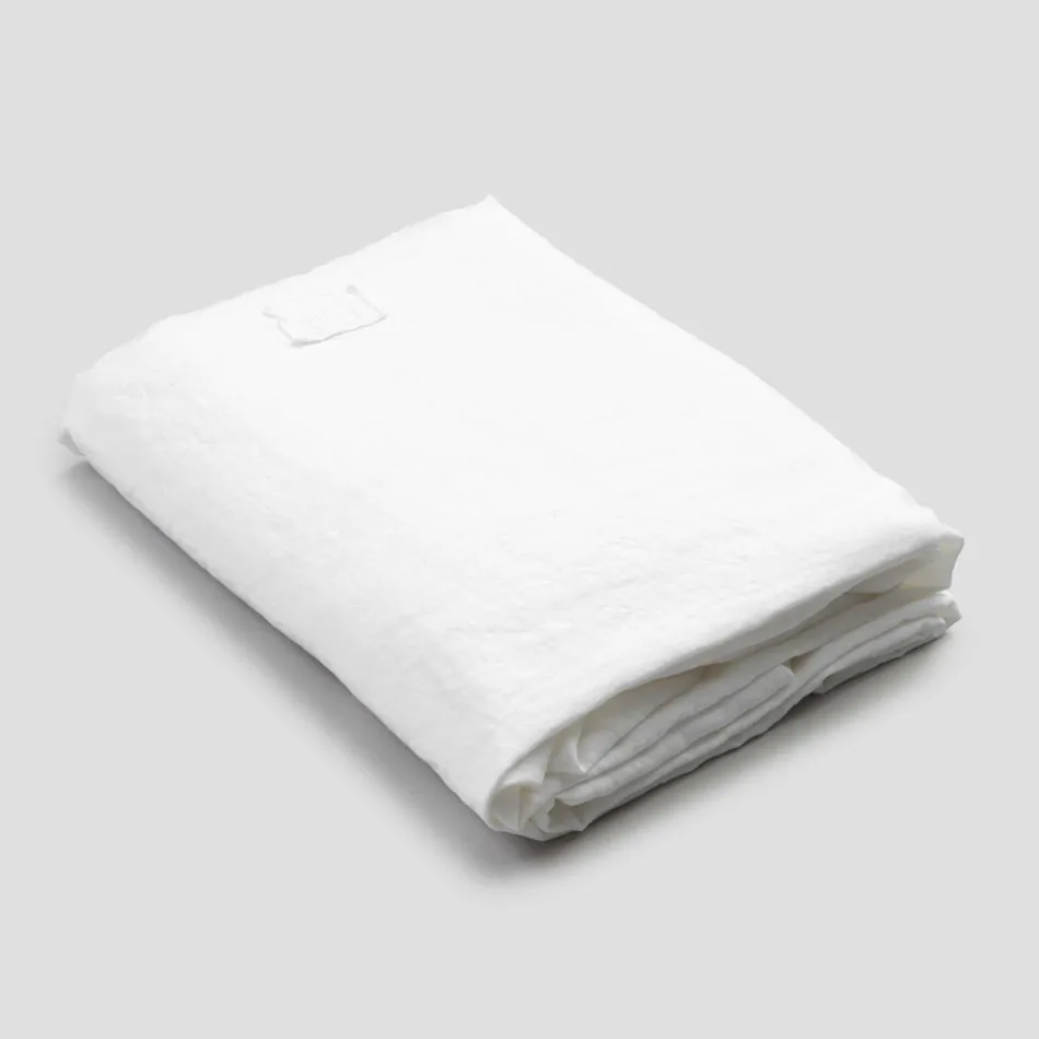 Lenzuolo Matrimoniale con Angoli di Lino Bianco di Lusso Made in Italy - Fiumano Viadurini