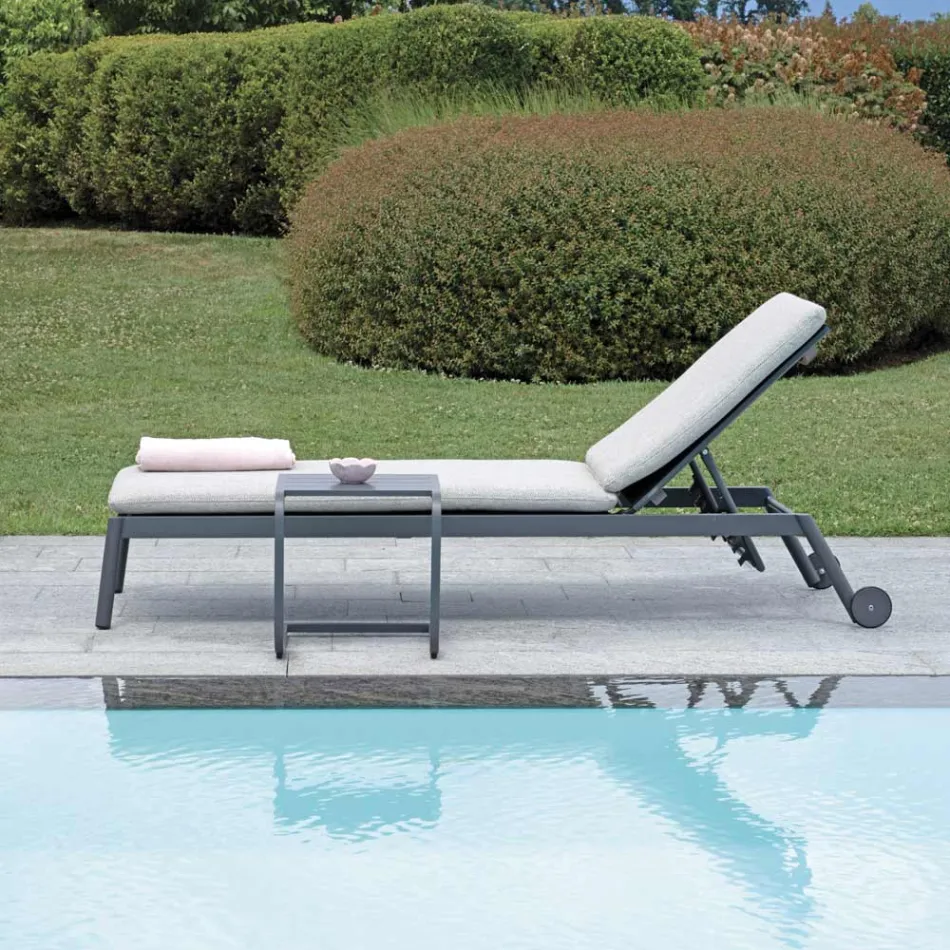 Lettino 205x76 cm da Esterno in Alluminio con Cuscino - Tessara Viadurini