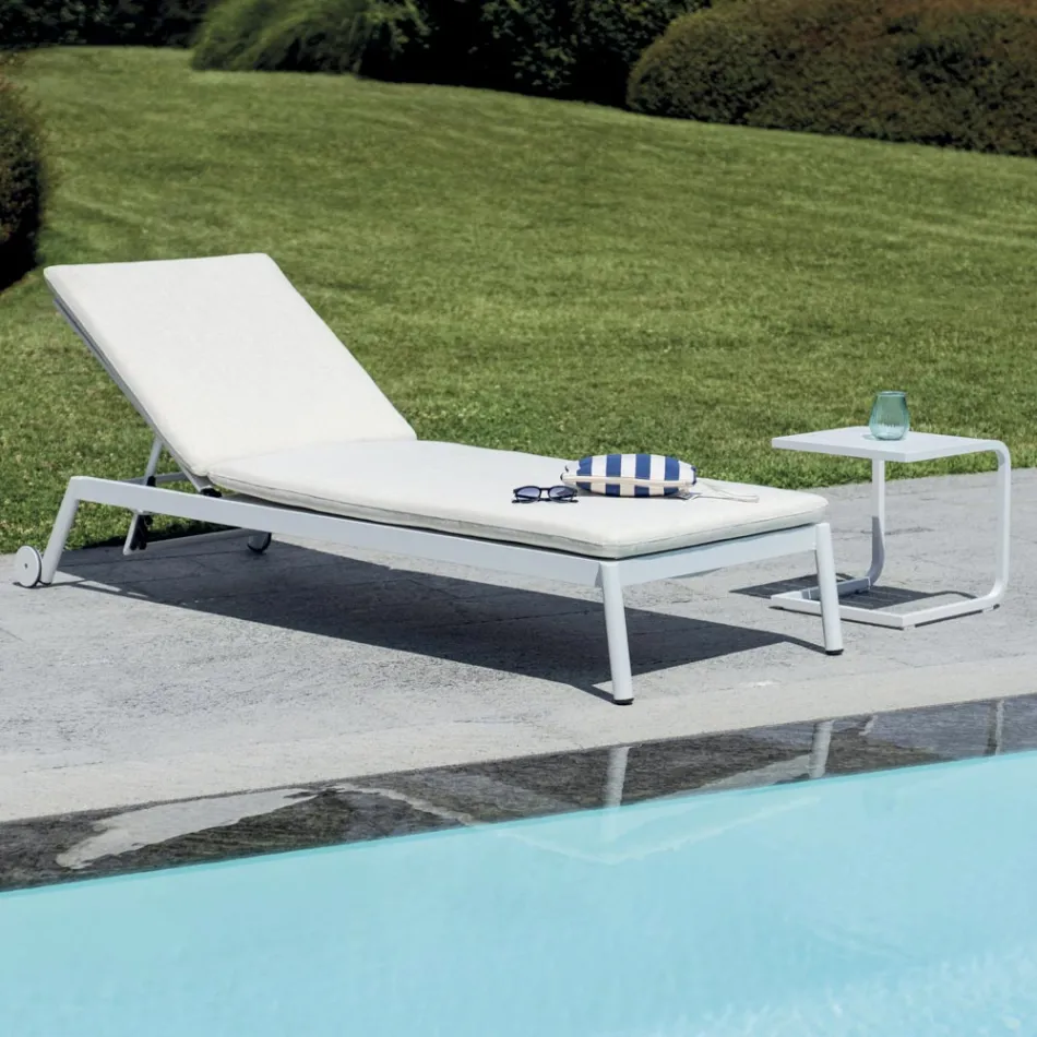 Lettino 205x76 cm da Esterno in Alluminio con Cuscino - Tessara Viadurini