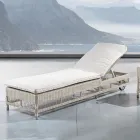 Lettino da Esterno con Ruote in Polyrattan Intrecciato a Mano - Gigi Viadurini